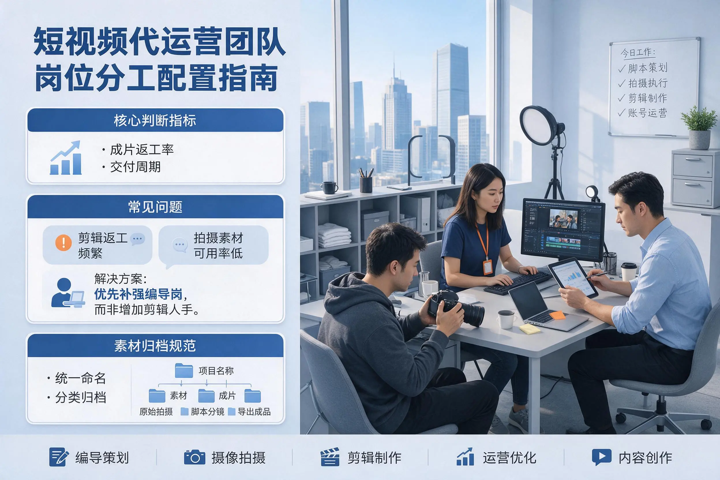 短视频代运营团队如何配置？昆玉企业岗位分工科普说明