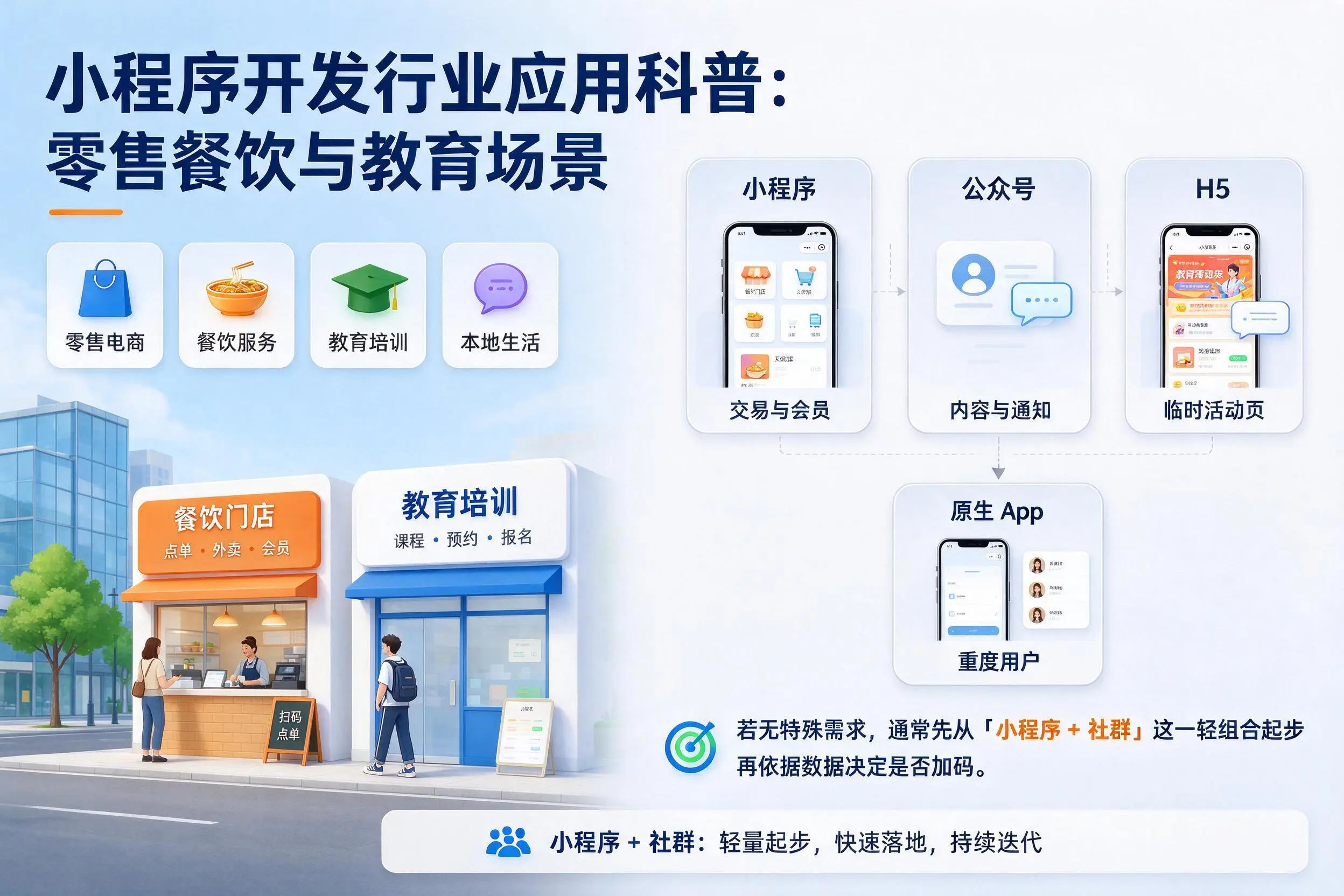 昆玉小程序开发行业应用科普:零售餐饮与教育场景