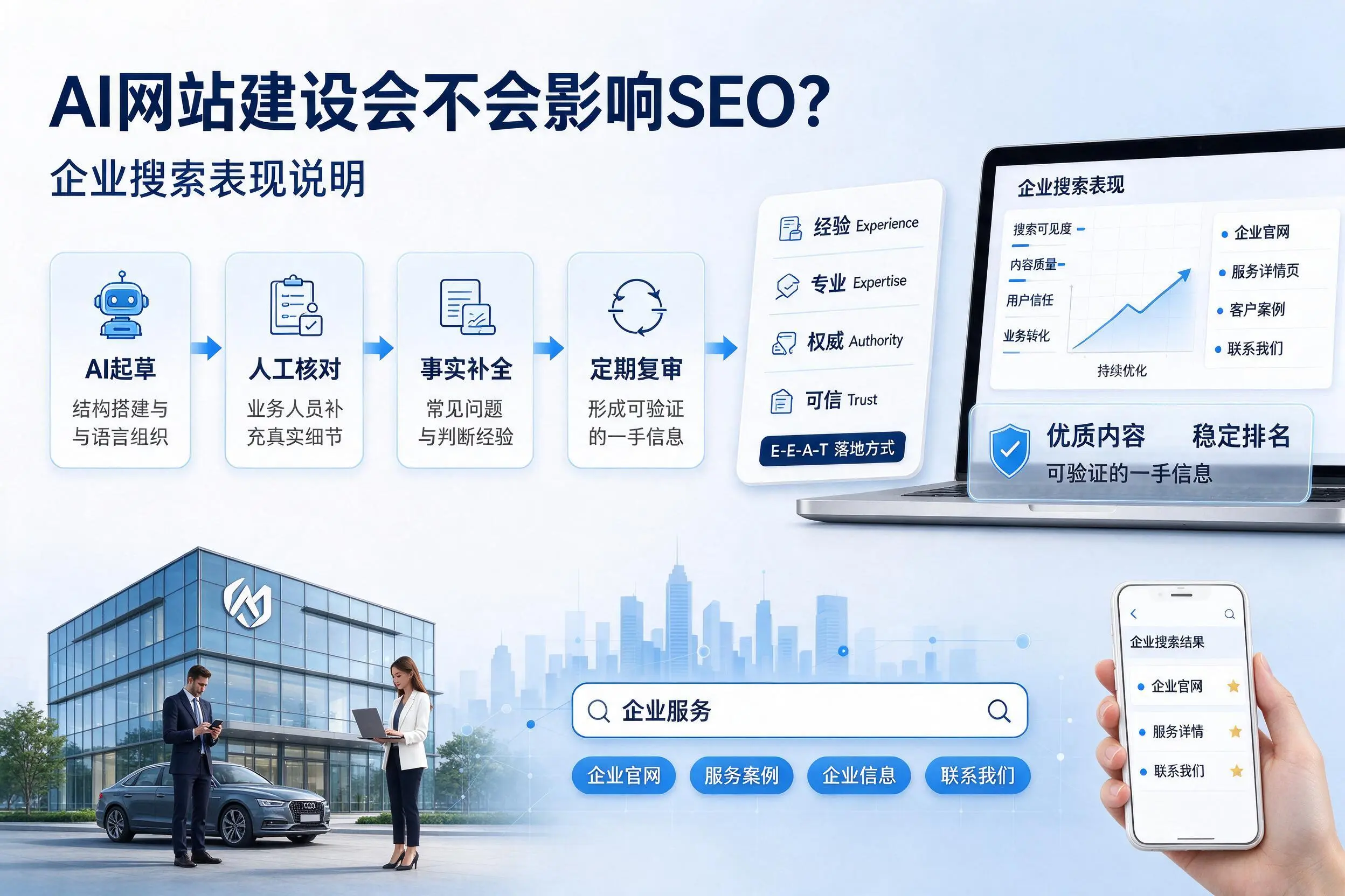 AI网站建设会不会影响SEO？昆玉企业搜索表现说明