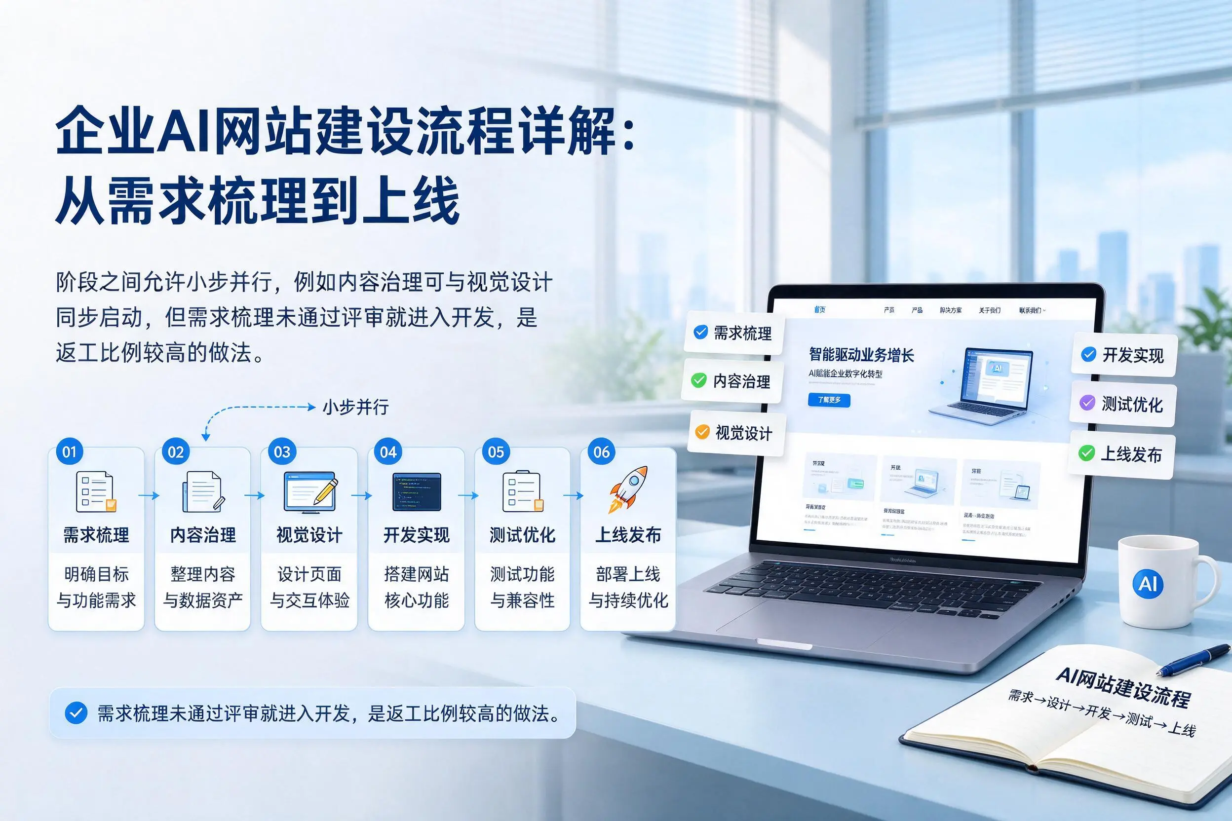 昆玉企业AI网站建设流程详解:从需求梳理到上线