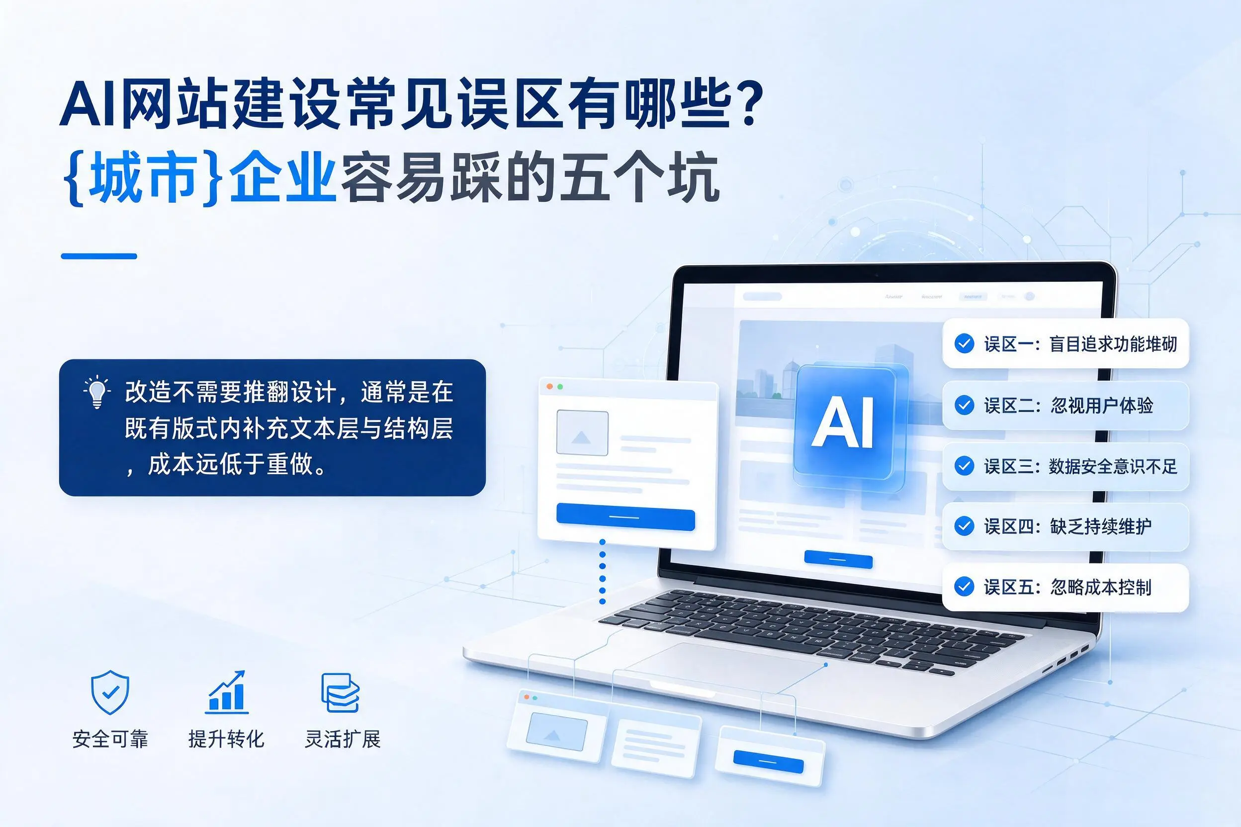 AI网站建设常见误区有哪些?昆玉企业容易踩的五个坑